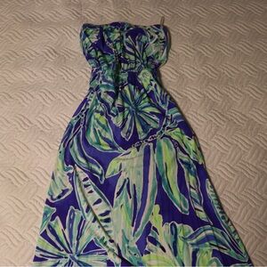 Lily Pulitzer elegant blue and green maxi dress